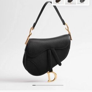 Dior Black Saddle Bag with Gold Hardware